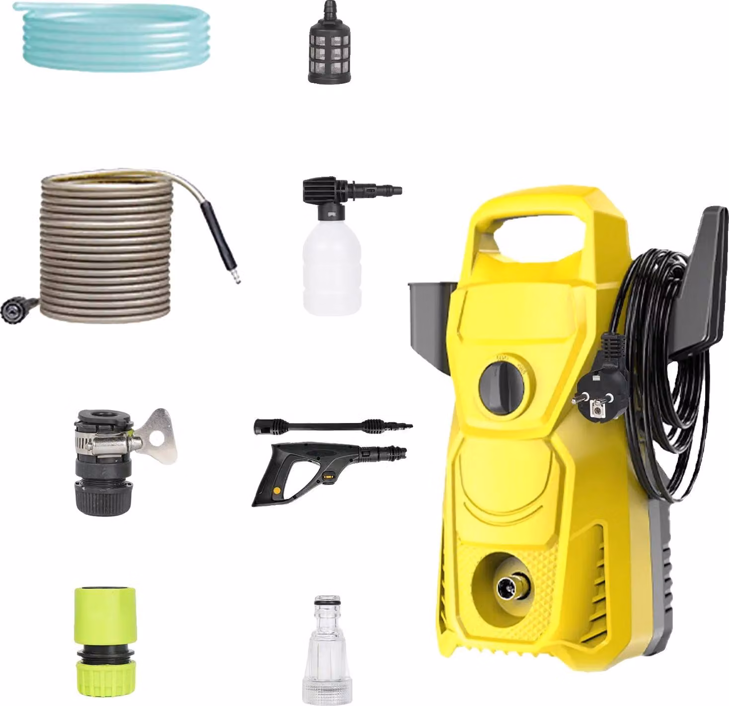Idropulitrice, potenza 1500W, pressione 135 bar, lunghezza tubo 10m, giallo