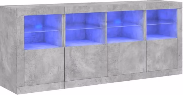 Credenza | Madia | Buffet da pranzo | Armadio da pranzo con Luci LED Grigio Cemento 163x37x67 cm
