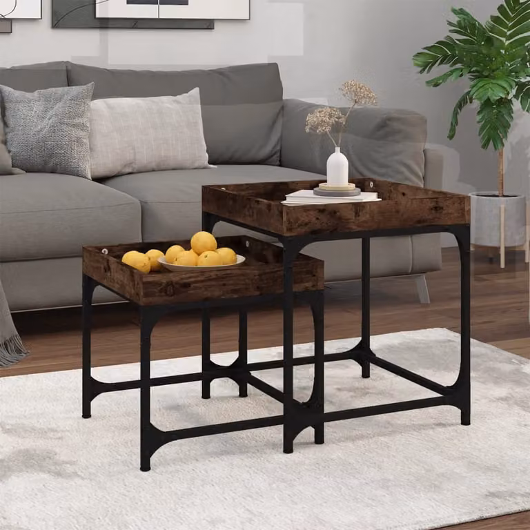 Maison Exclusive - Tavolini 2 pz. Legno di quercia affumicato