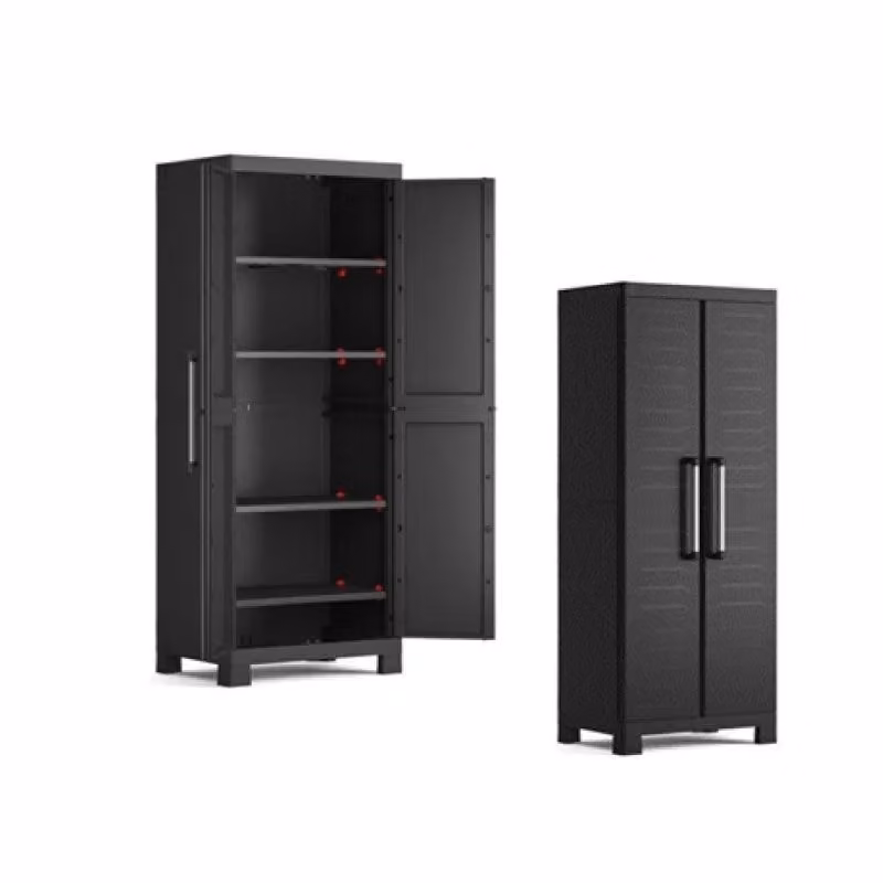 Armadio Keter Detroit nero con ante a battente e ripiani interni L: 65 cm, P: 45 cm, H: 182 cm – 2