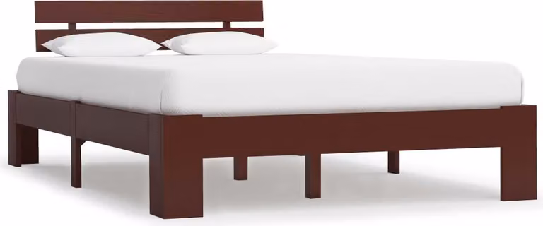 The Living Store Letto in legno massiccio di pino marrone scuro 120x200 cm