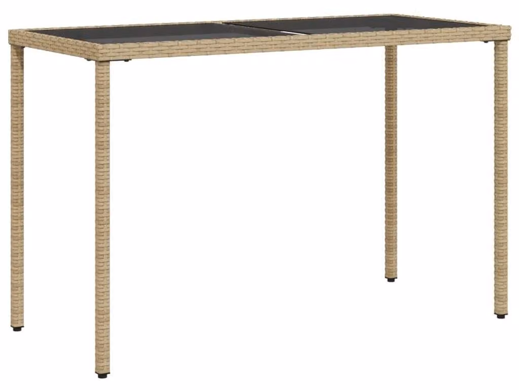 Tavolo da giardino con piano in vetro e finitura in rattan sintetico