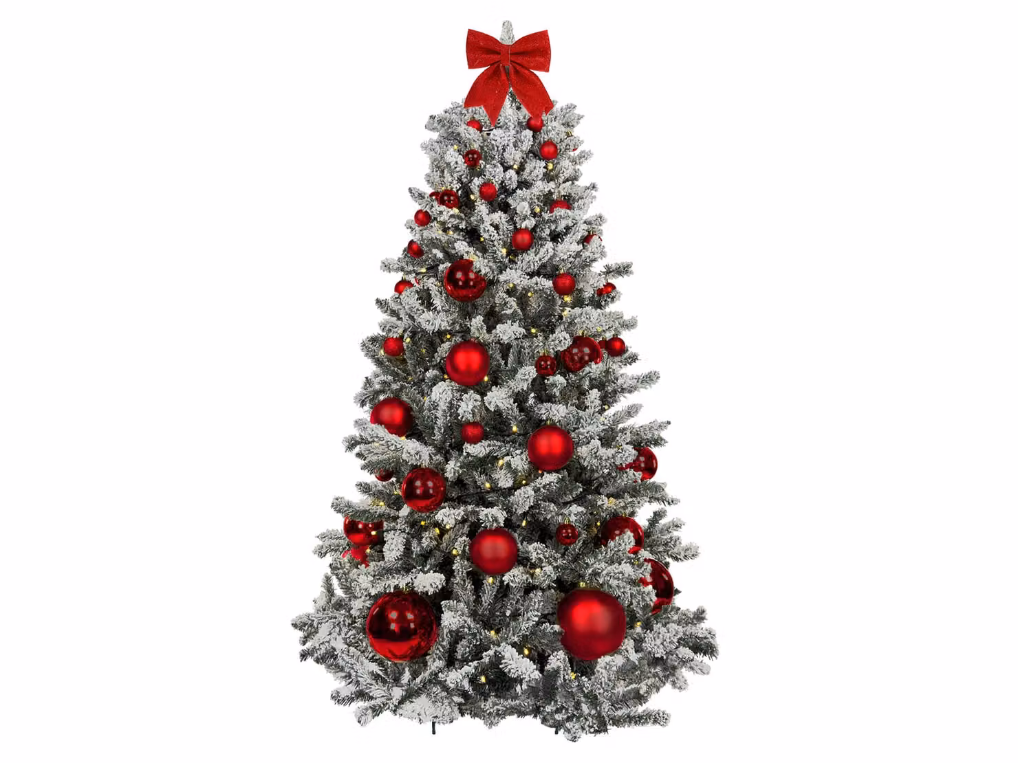 Albero di Natale artificiale decorato con 73 ornamenti NATALE ROSSO 150 cm con supporto e ornamenti natalizi