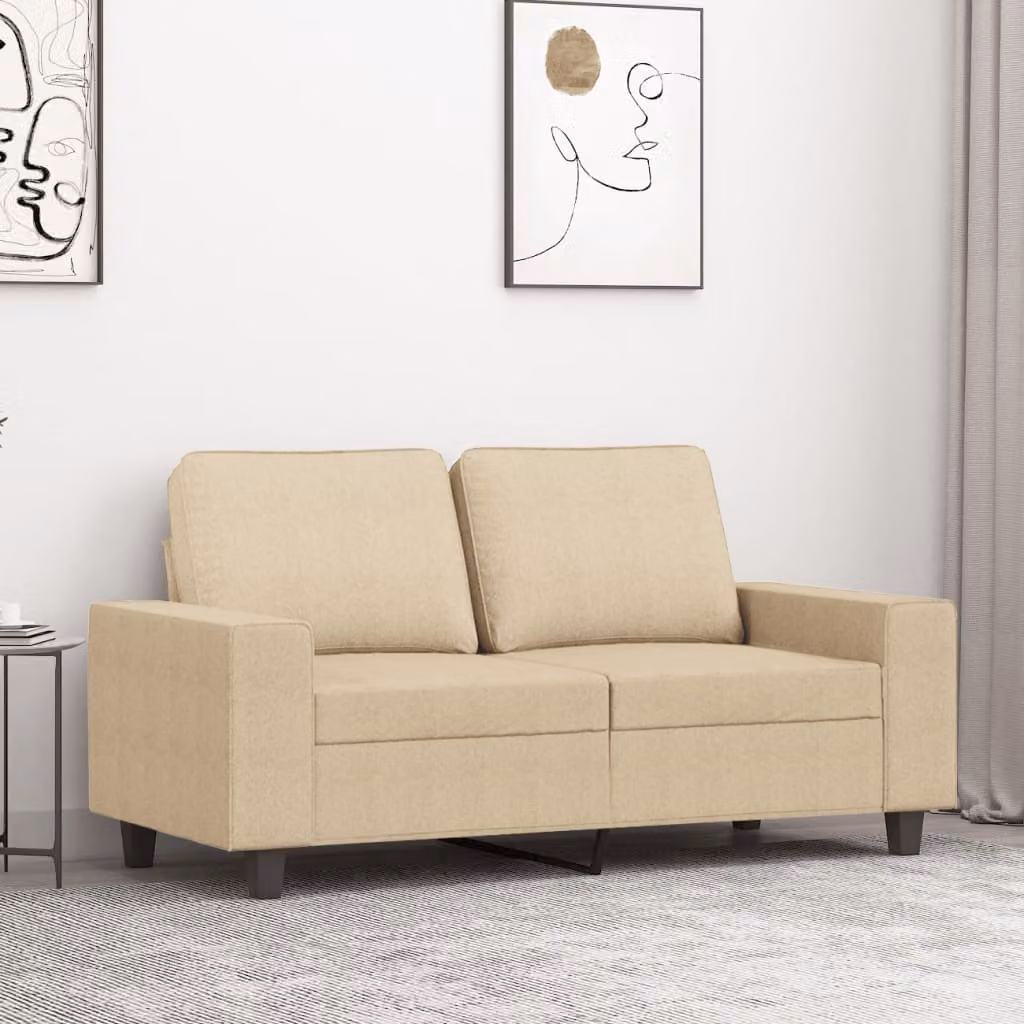 vidaXL Divano a 2 Posti Moderno in Tessuto Beige con Struttura in Metallo L: 154 cm, P: 80 cm, H: 77 cm