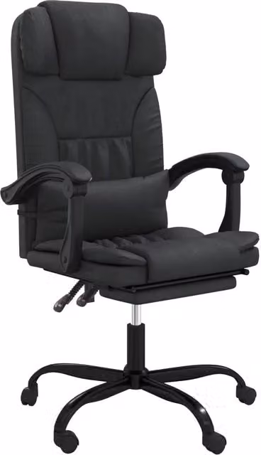 Sedia da ufficio executive reclinabile nera in similpelle con poggiatesta e ruote girevoli 360 gradi H: 122 cm, L: 63 cm, P: 56 cm