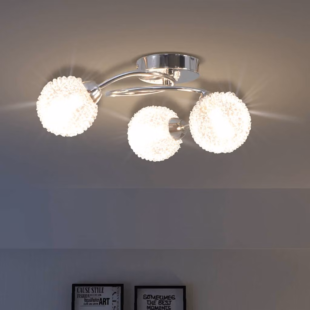 vidaXL Lampadario da Soffitto Moderno in Metallo e Vetro Bianco con 3 Lampadine LED G9 da 120 W