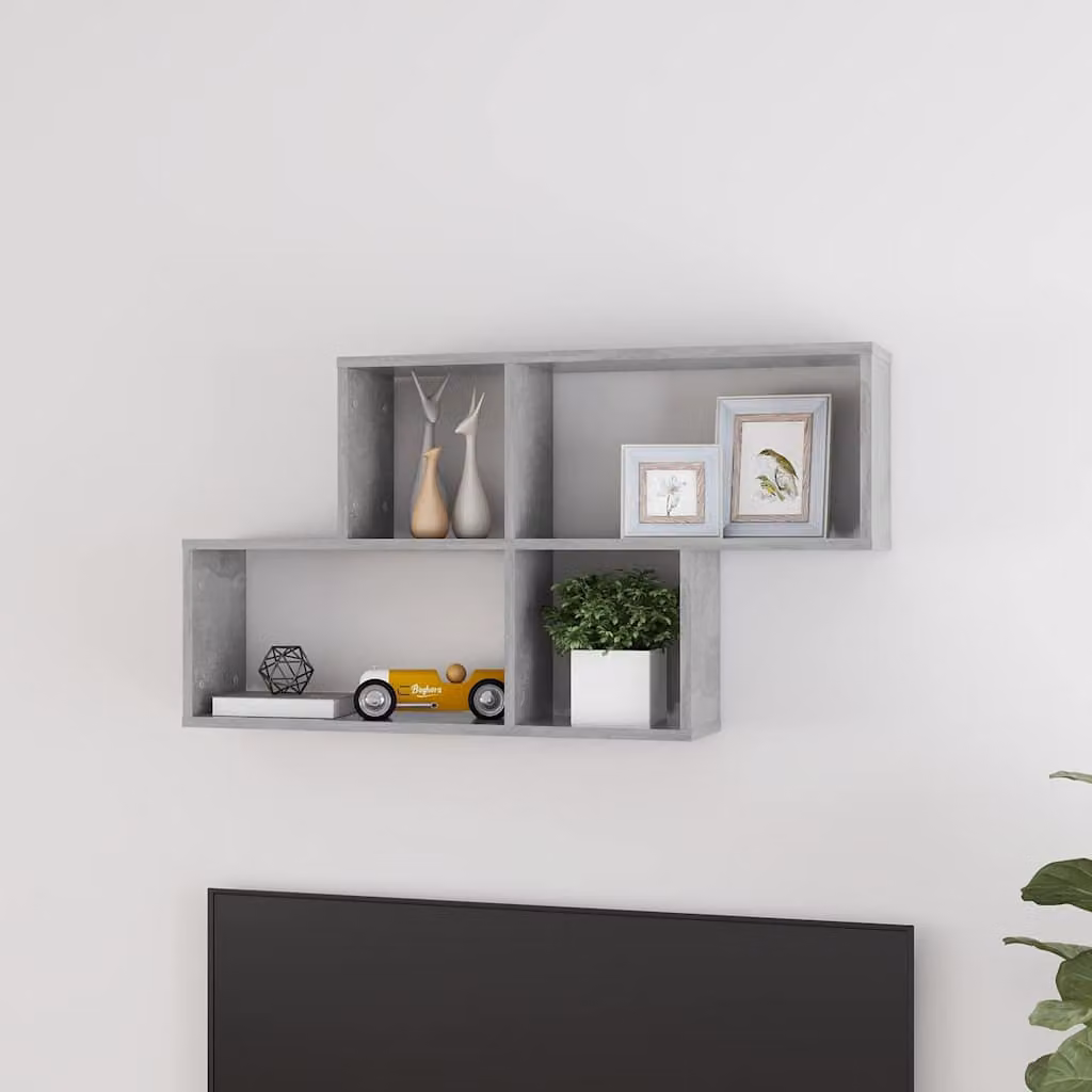 Scaffale a Parete Moderno vidaXL in Legno e MDF Grigio L 100 cm x P 18 cm x H 53 cm