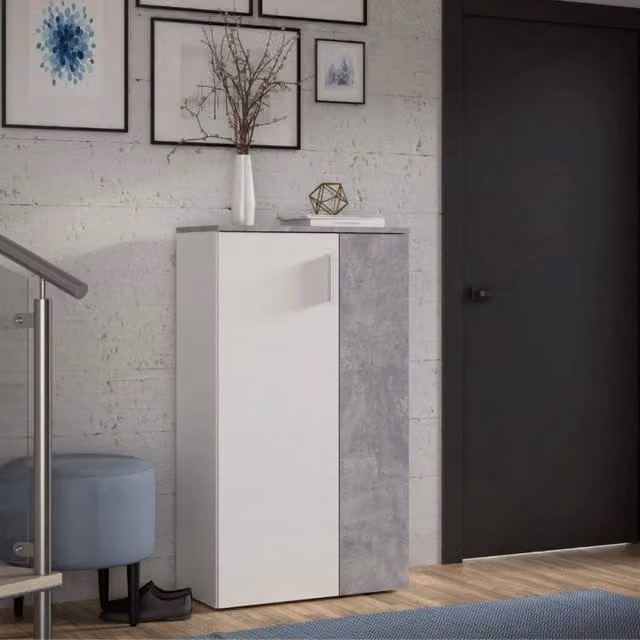 Mobile multiuso EFFEZETA con 2 ante, colore bianco e grigio, H 120,4 cm x L 68,9 cm x P 34,1 cm