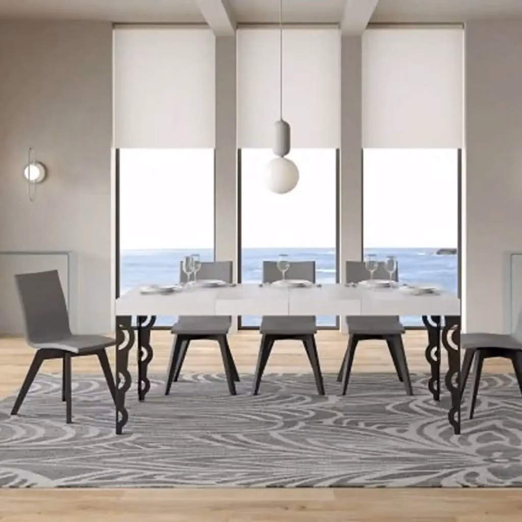 Tavolo allungabile moderno Ityhome in finitura bianco frassino con gambe in metallo antracite L/P/H: 130-234 x 90 x 77 cm – 2