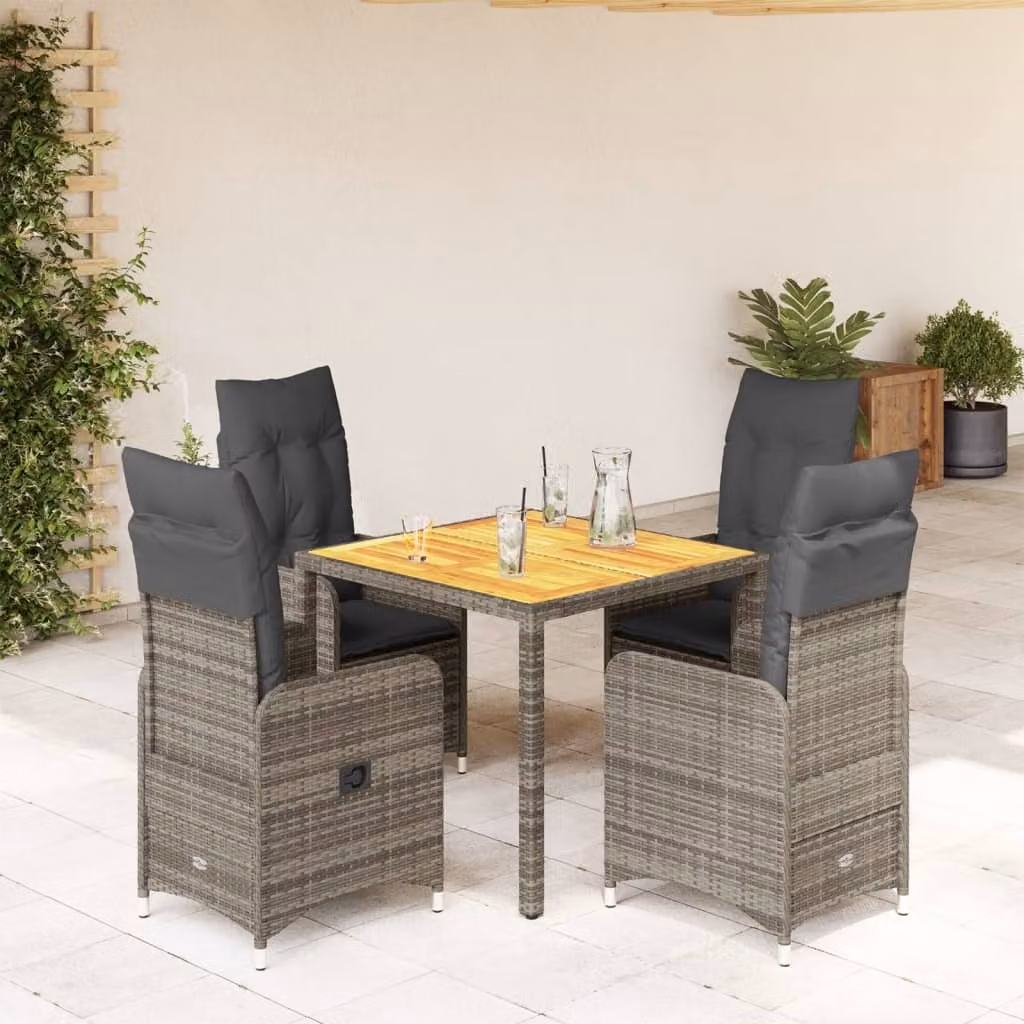 Maison Exclusive - Set da giardino bistrot 5 pezzi con cuscini grigio in polyrattan