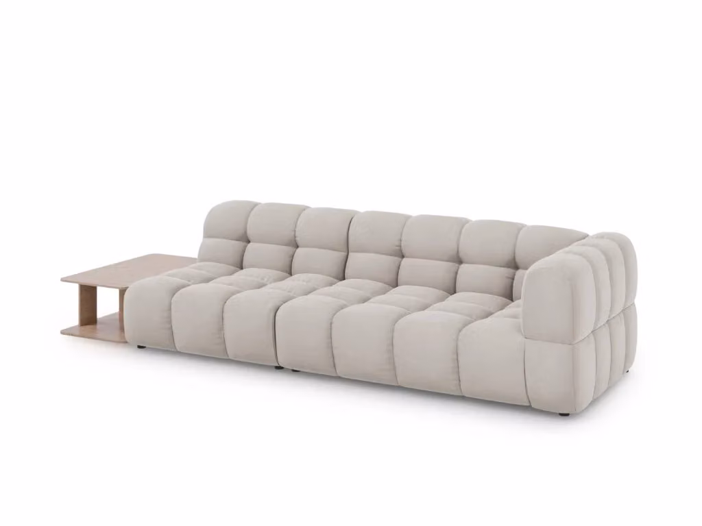 Divano modulare Sky di Cosmopolitan Design, modello a L con 4 posti, rivestimento in velluto beige chiaro, L 297 cm x P 174 cm x H 85 cm – 2