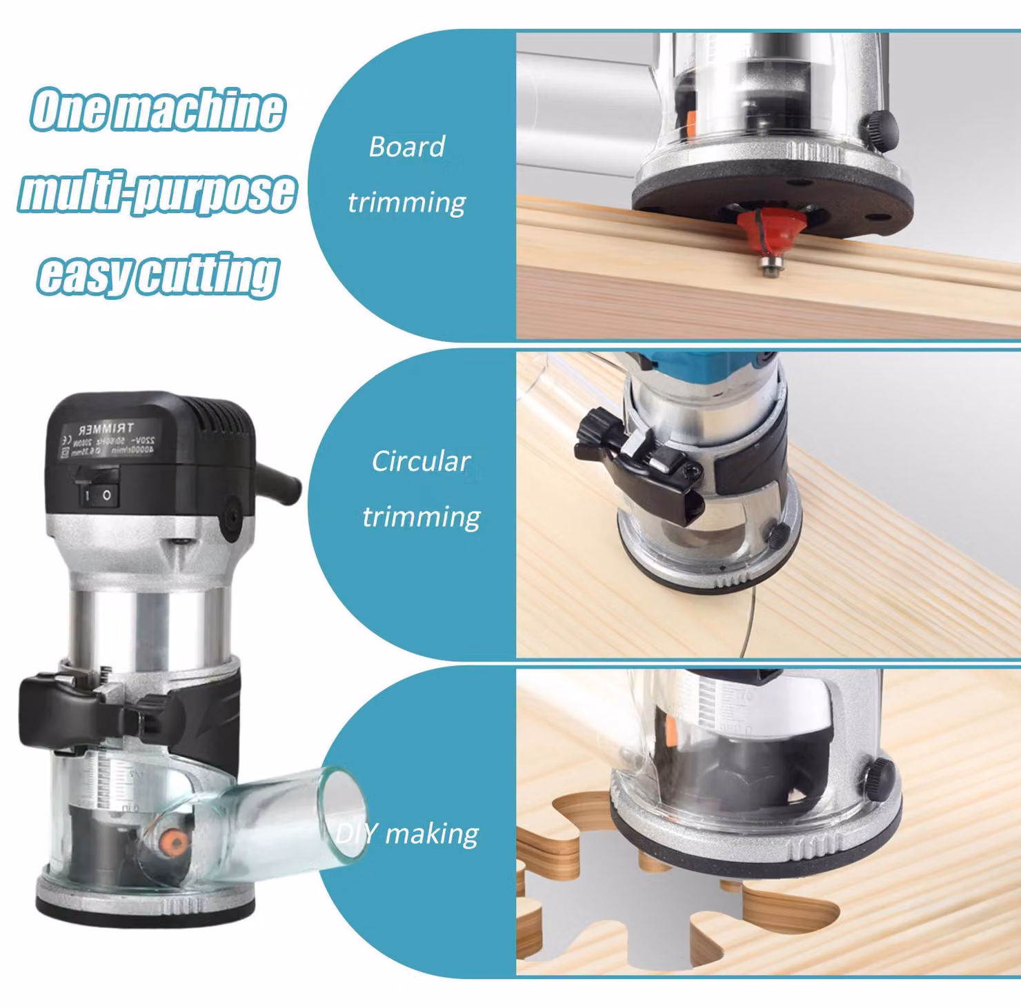 Fresatrice multifunzione, 40000 giri/min, controllo della velocità regolabile, 220V, colore blu