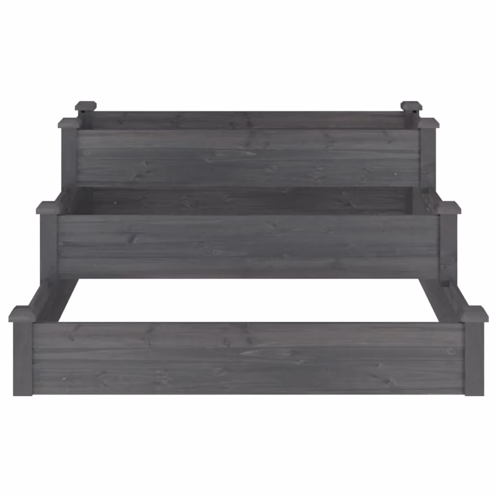 Aiuola rialzata in legno di abete massello grigio per giardino e orto, L/P/H: 120 x 120 x 56 cm – 2