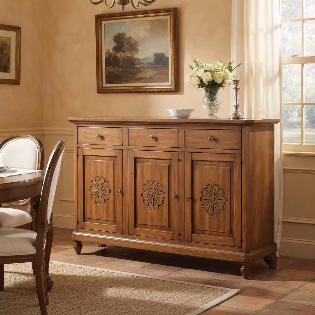 Madia credenza 3 porte in legno stile country noce consumato Mobili 2G L: 104 cm, P: 43 cm, H: 98 cm – 2