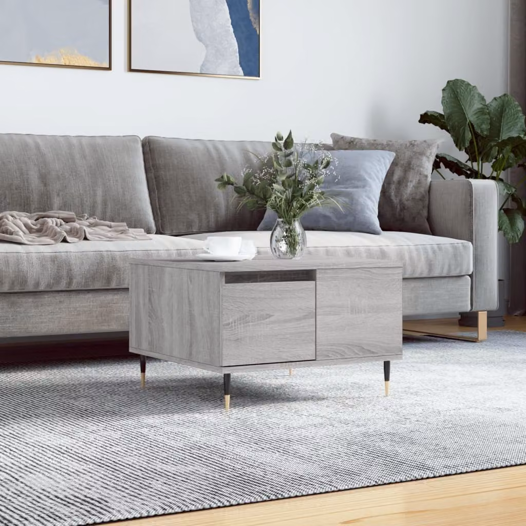 The Living Store Tavolino Grey Sonoma 55x55x36,5 cm Materiale a base di legno