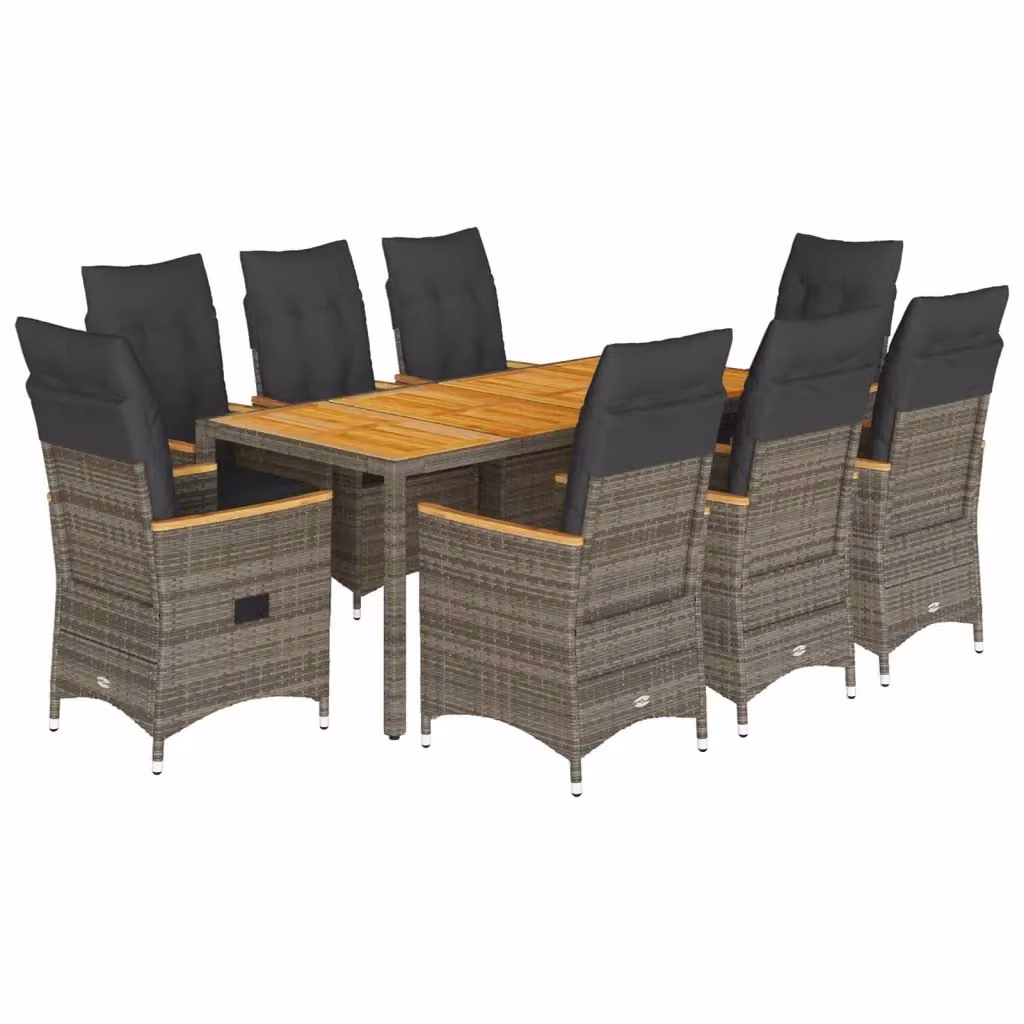 Set da pranzo da giardino vidaXL in legno di acacia e polyrattan grigio, 9 pezzi – 2