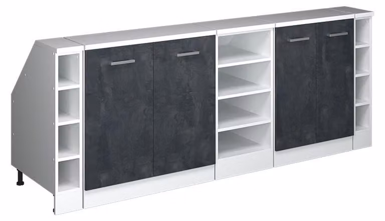 Mobile cucina sottotetto Vicco R-Line Calce nera 210 cm Set di 5 carcasse armadio profondità 60 cm, Model 60305