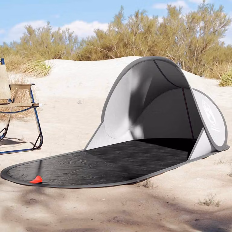 vidaXL Tenda da Spiaggia Pop-Up Grigia Impermeabile in Poliestere L: 190 cm, P: 80 cm, H: 60 cm
