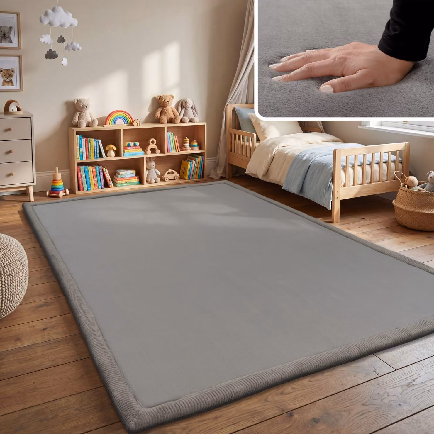 Tappeto rotondo lavabile per bambini Atami grigio Diametro: 200 cm – 2