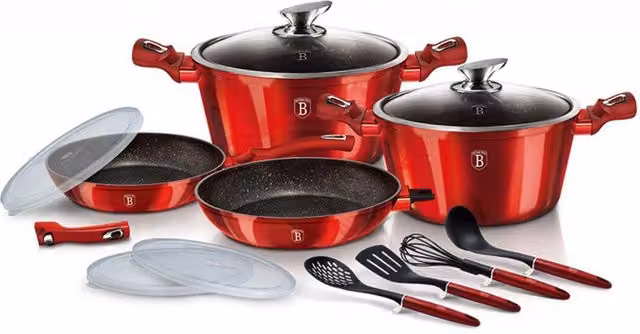 Berlinger haus BH-7057 Set di pentole e padelle color bordeaux metallizzato