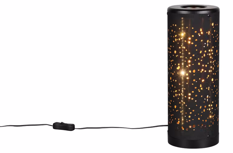 Lampada da tavolo a LED, metallo, nero, motivo traforato, H 34,5 cm