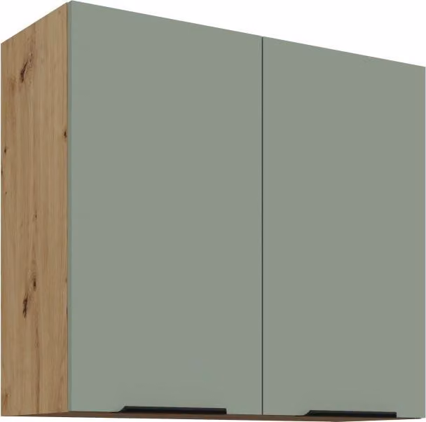 Mobile cucina superiore LUNARA - larghezza 80 cm, verde / rovere artigianale