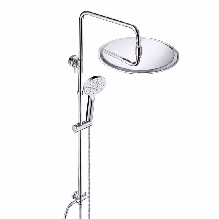 JOHO 304 Colonna Doccia senza Miscelatore in Acciaio Inox 304 Cromato Set Doccia a Pioggia con Soffione e Doccetta a Mano D30cm tondo