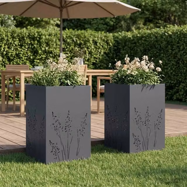 Vaso da giardino 2 pz Antracite 50 x 50 x 75 cm 8005769