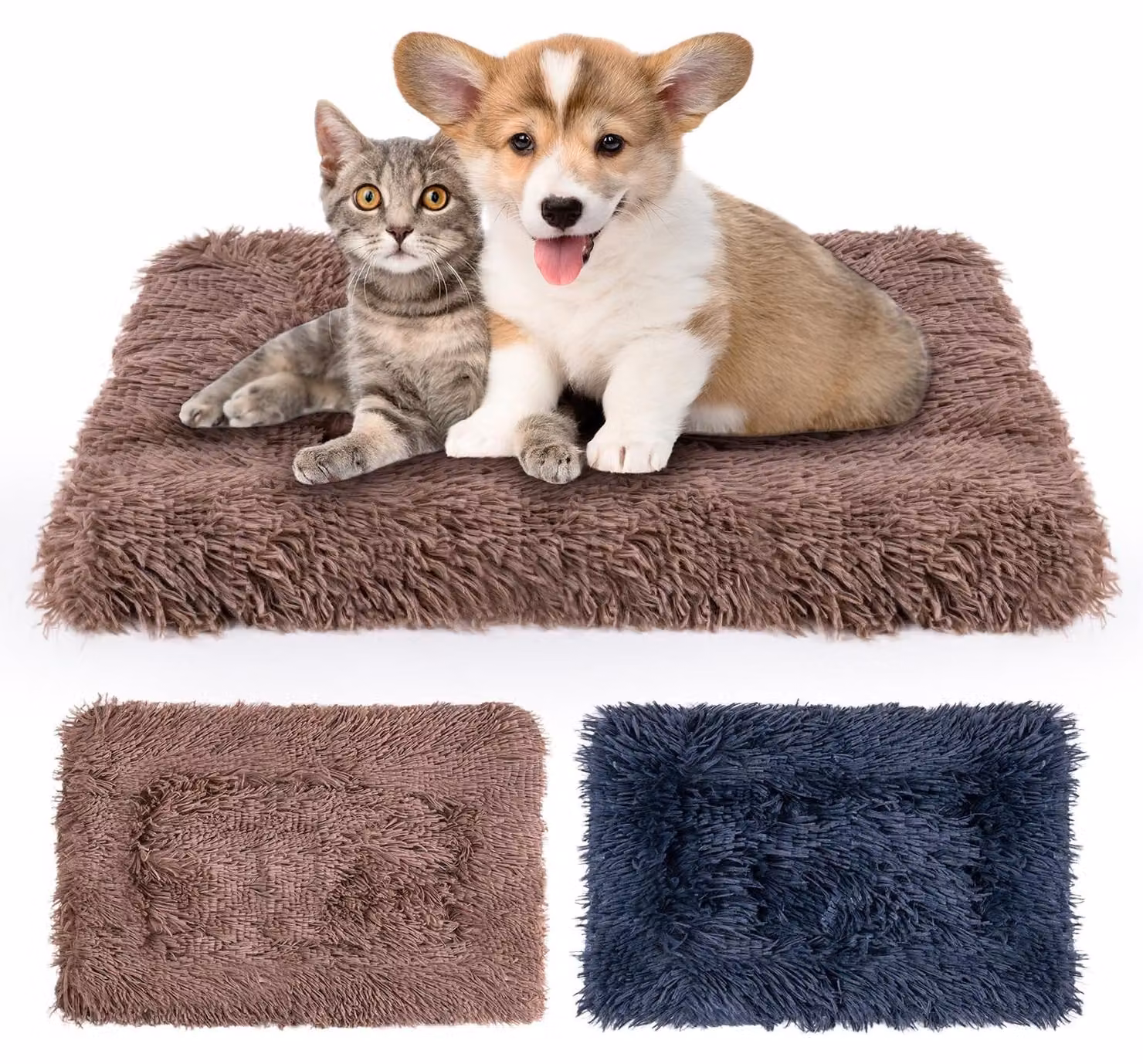 Elzusha - 2 cuscini per cuccia per cani - Cuscino in pile per animali domestici - Lavabile - 60x40 cm