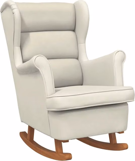 Sedia a dondolo con schienale alto in velluto crema CFW7064332
