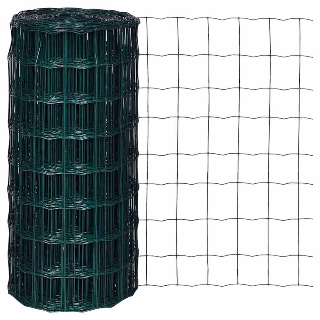 Recinzione Europea vidaXL in Acciaio Rivestito in PVC, Verde, L: 10 m, H: 0,8 m