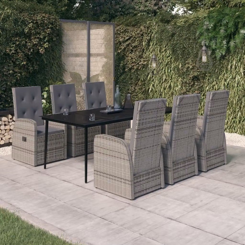 The Living Store Set da pranzo da giardino 7 pezzi con cuscini grigio