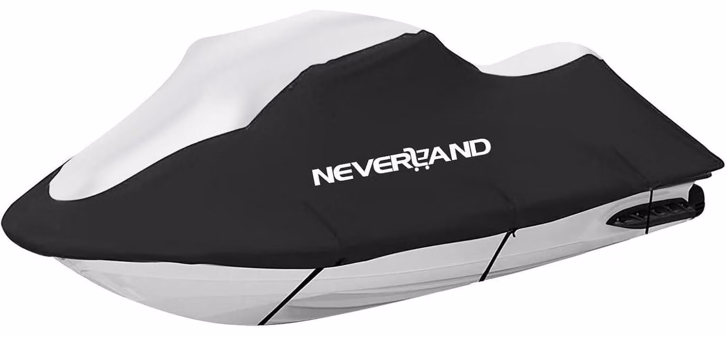 Copertura impermeabile per scarpe da jet ski, realizzata in tessuto Oxford 210D, colore nero/argento, adatta a scarpe di lunghezza da 135 a 145 pollici