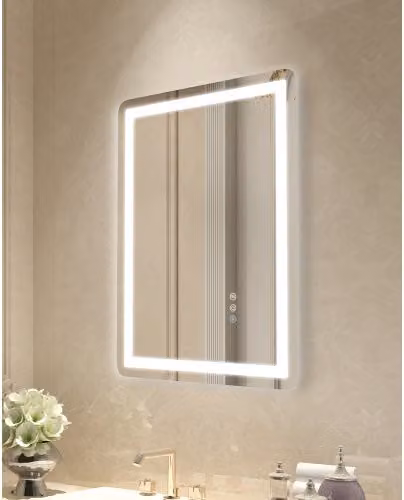 VEVOR Specchio da Bagno LED Moderno con Illuminazione Frontale e Retroilluminata, Antiappannamento e Dimmerabile, L 50 cm x H 70 cm, Bianco