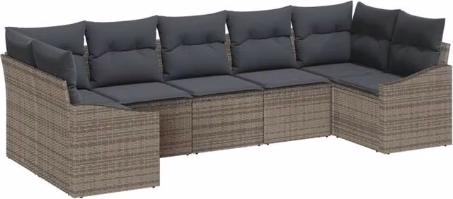 Set Divano da Giardino 7 pz Grigio polyrattan 3355538