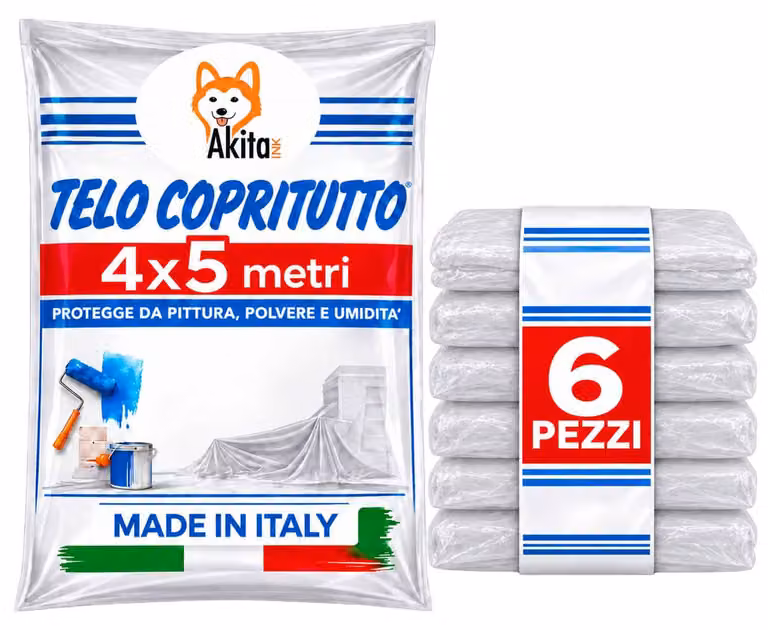 Telo Copritutto 6 PZ 4x5m AkitaInk Protettivo Multiuso