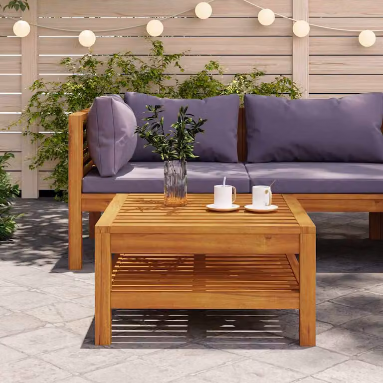 vidaXL Tavolino da Caffè Quadrato in Legno di Acacia Marrone L: 65 cm, P: 65 cm, H: 35 cm