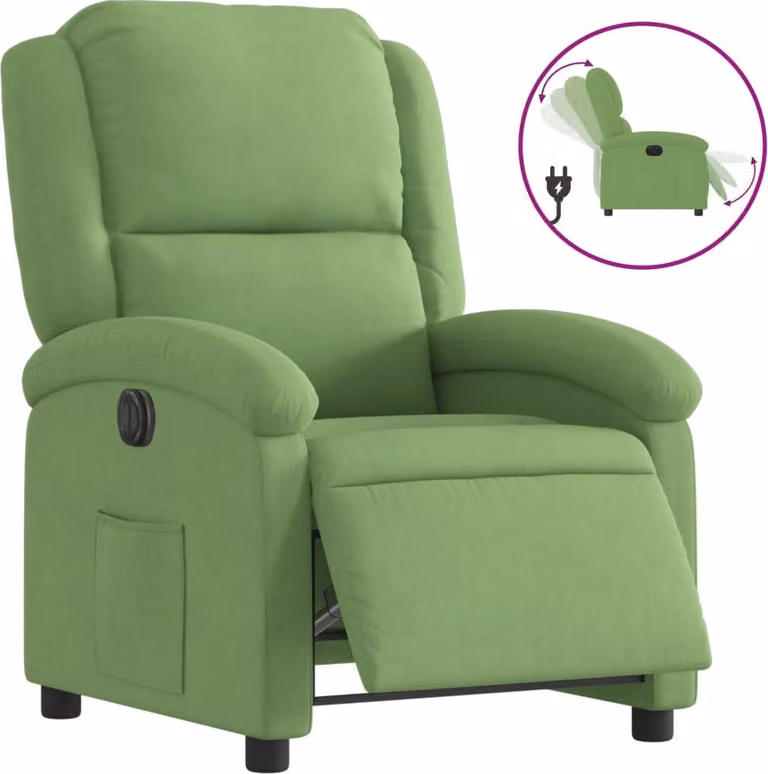 SYFAX™ Poltrona Reclinabile Elettrica Verde Chiaro in Velluto
