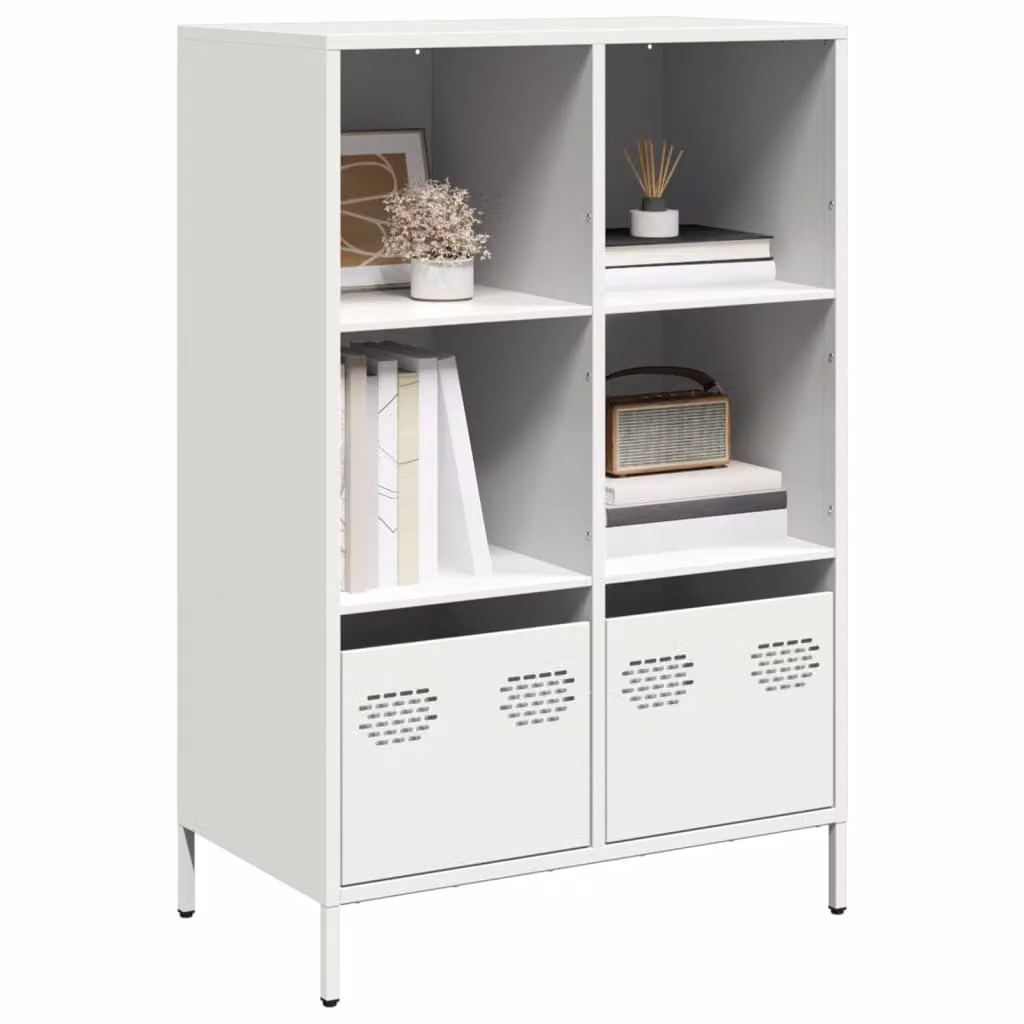 Credenza bianca moderna vidaXL in metallo e MDF, L 68 cm x P 39 cm x H 103,5 cm