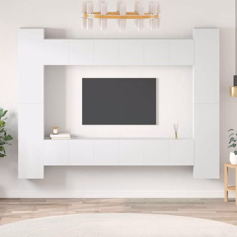 Set di 10 mobili porta TV vidaXL in legno multistrato e MDF, colore bianco opaco, stile moderno per il tuo soggiorno
