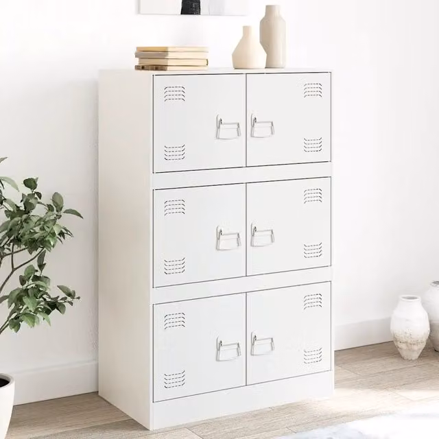 Credenza moderna bianca vidaXL in metallo L: 67 cm, P: 39 cm, H: 107 cm