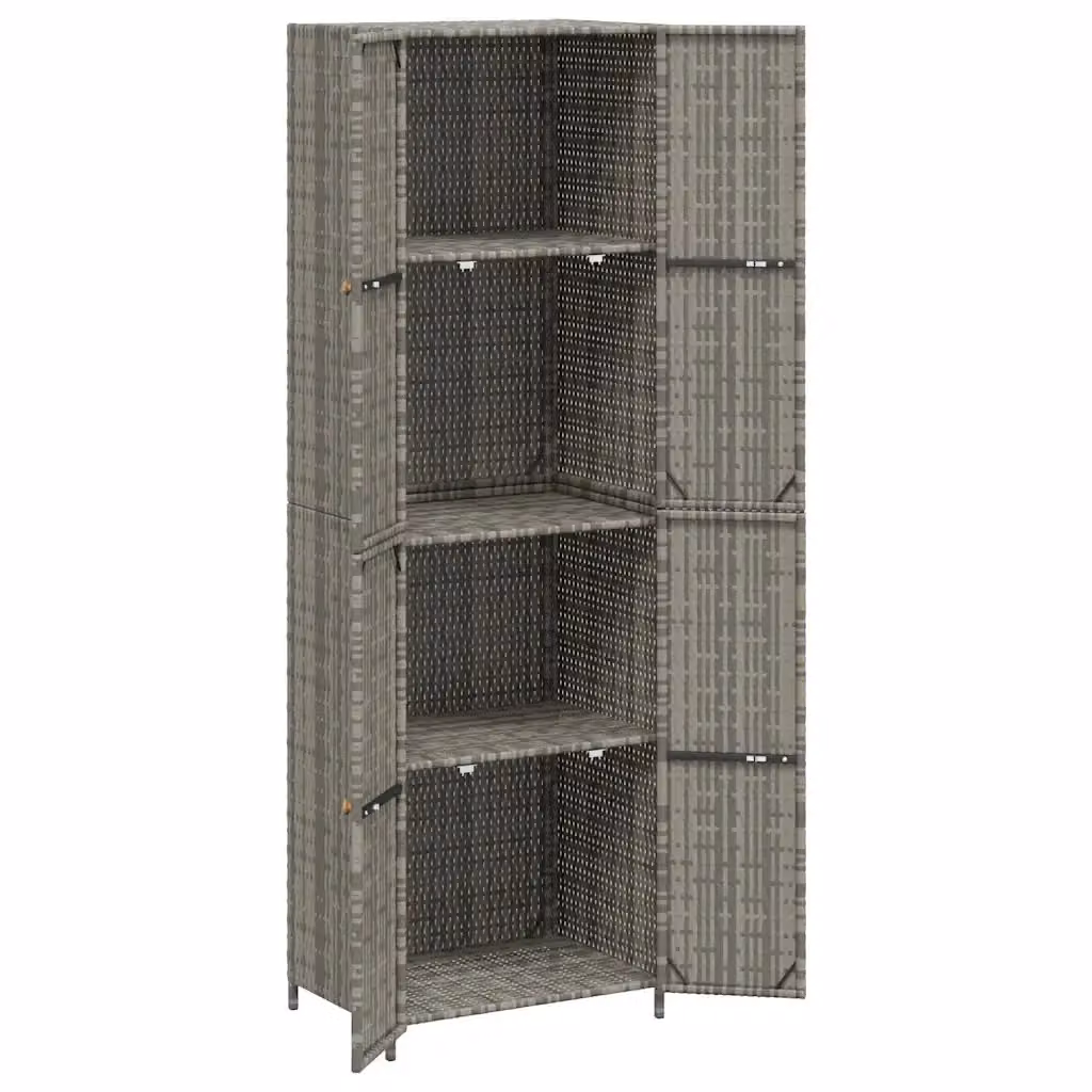 Mobile contenitore da giardino moderno in resina intrecciata grigia con ante a battente e ripiani interni L/P/H: 59 x 40 x 180 cm – 2