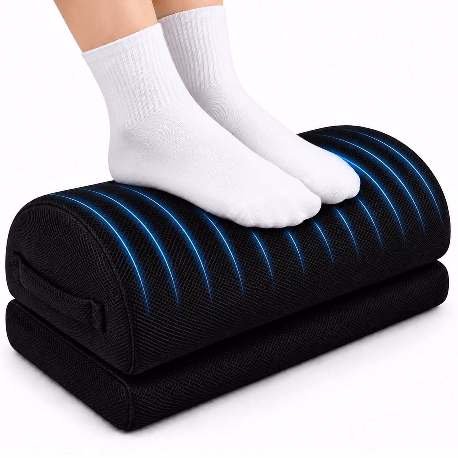 Poggiapiedi ergonomico per scrivania, con altezza regolabile e imbottitura in memory foam