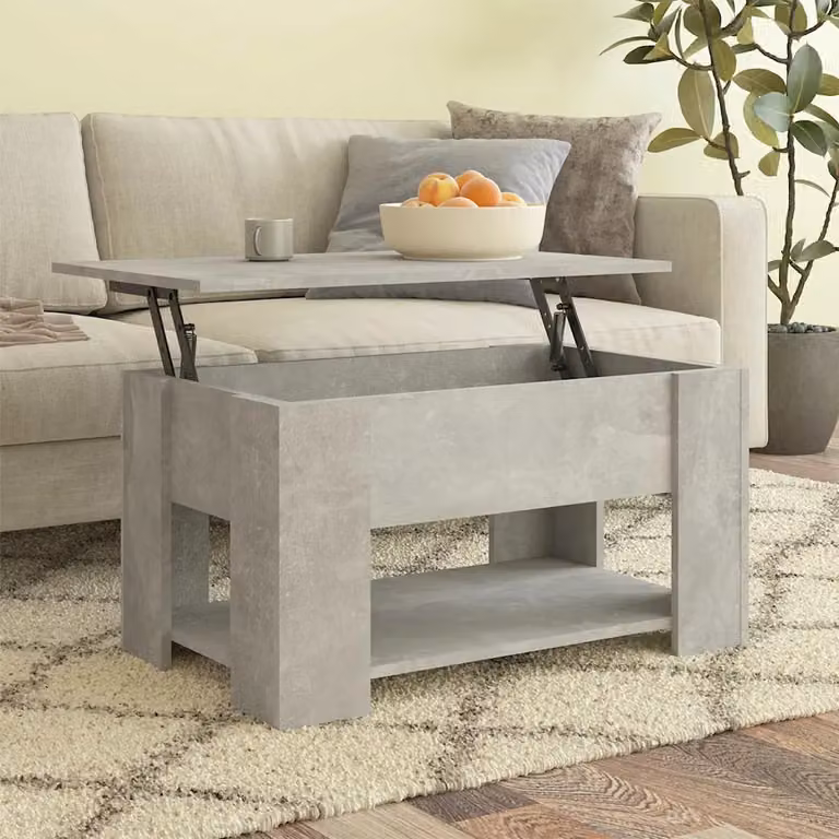 vidaXL Tavolino da Salotto Moderno Rettangolare Grigio con Meccanismo Sollevabile in Legno e MDF L: 79 cm, P: 49 cm, H: 41 cm