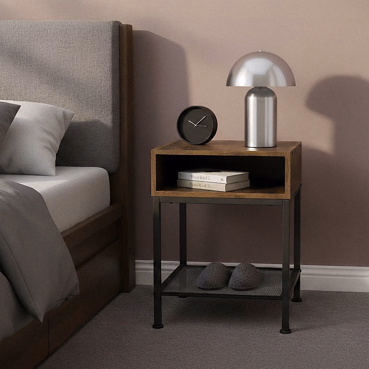 Comodino Harlow TecTake in stile industriale color marrone con finitura opaca L/P/H: 40,5 x 40,5 x 59 cm – 2
