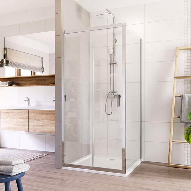 Mereo Cabina doccia, Lima, quadrata, a scomparsa, 100x100 cm, cromo ALU, vetro Clear - CK86433K