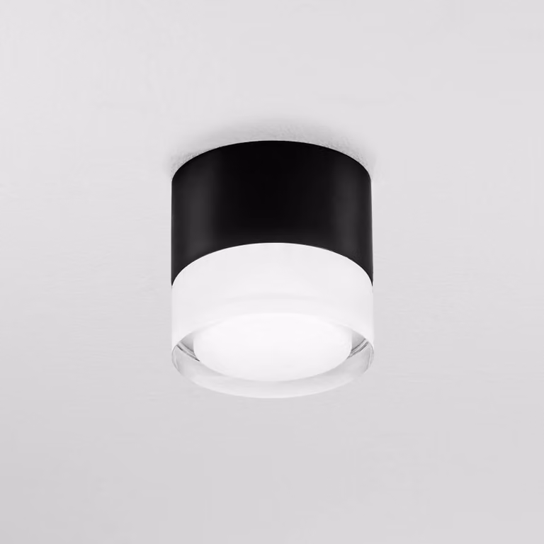 Egger Licht DLS Phoenix plafoniera da esterno 3.000 K nero Ø 9cm alluminio Phoenix, dimmerabile, Nero, Bagno, Alluminio, Moderno, Plafoniere LED