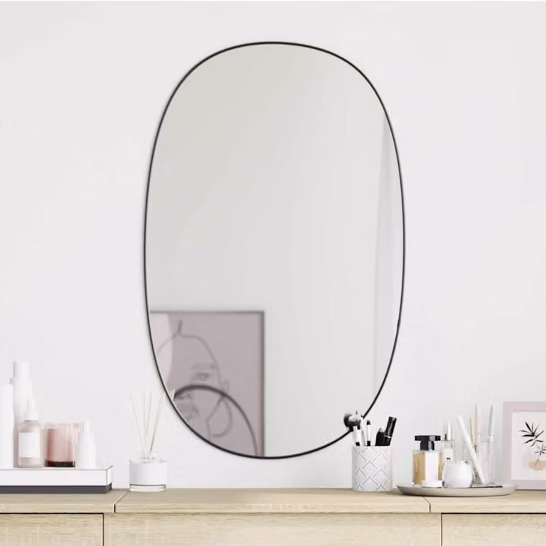 Specchio da parete rettangolare vidaXL nero L: 80 cm, H: 50 cm