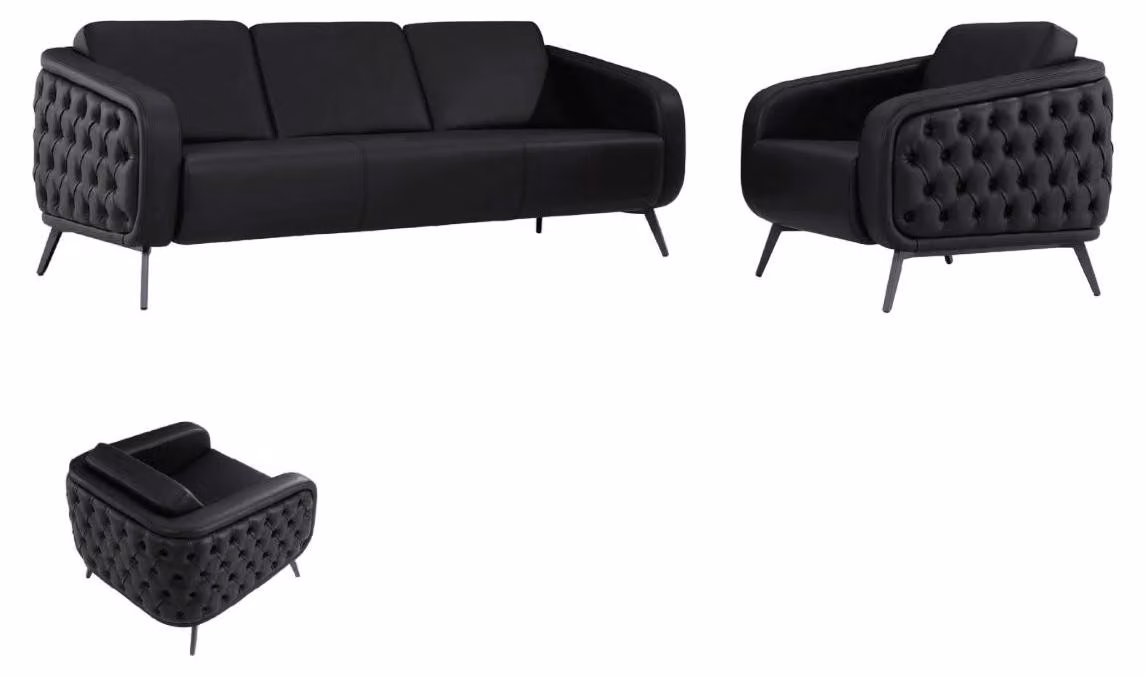 Sofa 3 Sitzer Sofagarnitur Sofa 2x Sessel Elegante Design Möbel Couchen