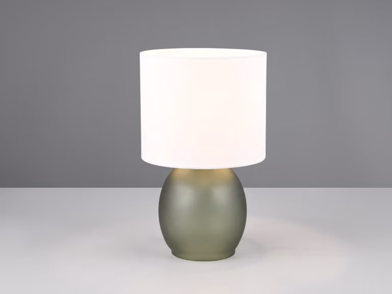 Lampada da tavolo con paralume Vela verde e bianco, 1xE14x10W, vetro, dimensioni: 29x18x18 cm, IP20, Trio